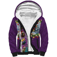 New Zealand Merry Christmas Sherpa Hoodie Maori Animals, Koru Tattoo - Purple Xmas Style LT03 Unisex Purple - Polynesian Pride