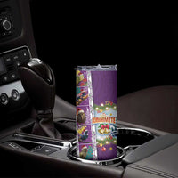 New Zealand Merry Christmas Skinny Tumbler Maori Animals Xmas Style and Koru Tattoo Purple Color LT03 - Polynesian Pride