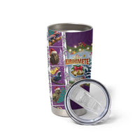 New Zealand Merry Christmas Tumbler Cup Maori Animals Xmas Style and Koru Tattoo Purple Color LT03 - Polynesian Pride