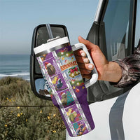 New Zealand Merry Christmas Tumbler With Handle Maori Animals Xmas Style and Koru Tattoo Purple Color LT03 - Polynesian Pride