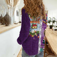 New Zealand Merry Christmas Women Casual Shirt Maori Animals, Koru Tattoo - Purple Xmas Style LT03 - Polynesian Pride