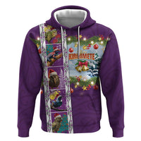 New Zealand Merry Christmas Zip Hoodie Maori Animals, Koru Tattoo - Purple Xmas Style LT03 Pullover Hoodie Purple - Polynesian Pride