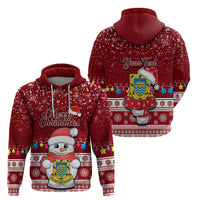 Personalised Tuvalu Christmas Hoodie Snowman and Tuvalu Coat of Arms Maori Tribal Xmas Style LT03 - Polynesian Pride