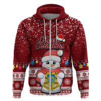 Personalised Tuvalu Christmas Hoodie Snowman and Tuvalu Coat of Arms Maori Tribal Xmas Style LT03 - Polynesian Pride