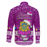 Tuvalu Christmas Family Matching Off Shoulder Short Dress and Hawaiian Shirt Snowman Hugs Tuvalu Coat of Arms Maori Pattern Pink Style LT03 - Polynesian Pride