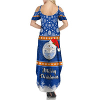 Marshall Islands Christmas Summer Maxi Dress Santa Claus and Coat of Arms Mix Polynesian Xmas Style LT03 - Polynesian Pride