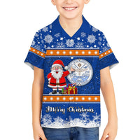 Personalised Marshall Islands Christmas Hawaiian Shirt Santa Claus and Coat of Arms Mix Polynesian Xmas Style LT03 - Polynesian Pride