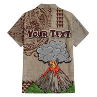 Aloha Volcano Custom Family Matching Off Shoulder Short Dress and Hawaiian Shirt Mix Hawaiian Kakau Tribal LT03 - Polynesian Pride