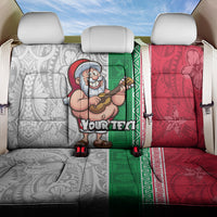 Custom Hawaii Mele Kalikimaka Back Car Seat Cover Santa Playing Ukele Mix Kakau Pattern Xmas Style LT03 One Size Red - Polynesian Pride
