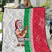 Custom Hawaii Mele Kalikimaka Quilt Santa Playing Ukele Mix Kakau Pattern Xmas Style LT03 Red - Polynesian Pride