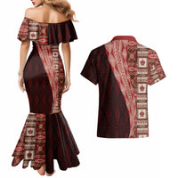 Tonga Fonulei and Ngatu Pattern Couples Matching Mermaid Dress and Hawaiian Shirt LT03 - Polynesian Pride