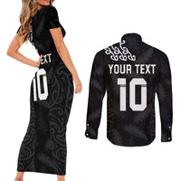 New Zealand Rugby Custom Couples Matching Short Sleeve Bodycon Dress and Long Sleeve Button Shirt The Champions Aotearoa LT03 - Polynesian Pride