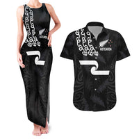 New Zealand Rugby Custom Couples Matching Tank Maxi Dress and Hawaiian Shirt The Champions Aotearoa LT03 Black - Polynesian Pride