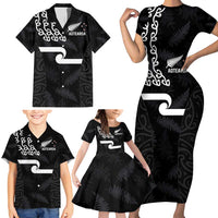 New Zealand Rugby Custom Family Matching Short Sleeve Bodycon Dress and Hawaiian Shirt The Champions Aotearoa LT03 - Polynesian Pride