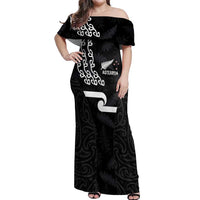 New Zealand Rugby Custom Off Shoulder Maxi Dress The Champions Aotearoa LT03 Women Black - Polynesian Pride