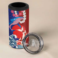 Hawaiian and Japanese Together 4 in 1 Can Cooler Tumbler The Whale and Koi Fish with Hinomaru and Lei LT03 - Polynesian Pride