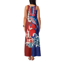 Hawaiian and Japanese Together Family Matching Tank Maxi Dress and Hawaiian Shirt The Whale and Koi Fish with Hinomaru and Lei LT03 - Polynesian Pride
