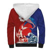 Hawaiian and Japanese Together Sherpa Hoodie The Whale and Koi Fish with Hinomaru and Lei LT03 - Polynesian Pride