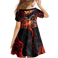 Hawaiian Turtle with Volcanic Eruption Family Matching Short Sleeve Bodycon Dress and Hawaiian Shirt Hibiscus Lei and Lava Flow an Abstract Texture