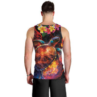 Hawaiian Turtle with Volcanic Eruption Men Tank Top Hibiscus Lei and Lava Flow an Abstract Texture