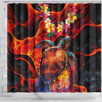 Hawaiian Turtle with Volcanic Eruption Shower Curtain Hibiscus Lei and Lava Flow an Abstract Texture LT03 - Polynesian Pride