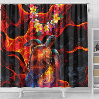 Hawaiian Turtle with Volcanic Eruption Shower Curtain Hibiscus Lei and Lava Flow an Abstract Texture LT03 - Polynesian Pride
