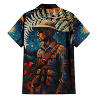 New Zealand Soldier ANZAC Day Family Matching Off Shoulder Long Sleeve Dress and Hawaiian Shirt Silver Fern Starry Night Style LT03 - Polynesian Pride