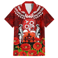 New Zealand ANZAC Waitangi Day Family Matching Off Shoulder Maxi Dress and Hawaiian Shirt Hei Tiki and Soldier LT03 Dad's Shirt - Short Sleeve Red - Polynesian Pride