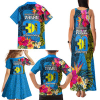 Palau Independence Day Family Matching Tank Maxi Dress and Hawaiian Shirt 1st October 30th Anniversary Polynesian Jungle Flower LT03 - Polynesian Pride