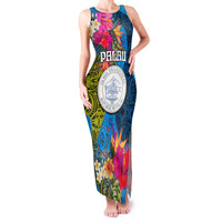 Palau Independence Day Family Matching Tank Maxi Dress and Hawaiian Shirt 1st October 30th Anniversary Polynesian Jungle Flower LT03 Mom's Dress Blue - Polynesian Pride