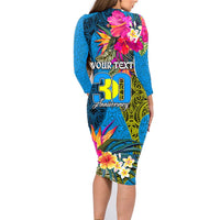 Personalised Palau Independence Day Family Matching Long Sleeve Bodycon Dress and Hawaiian Shirt 1st October 30th Anniversary Polynesian Jungle Flower LT03 - Polynesian Pride