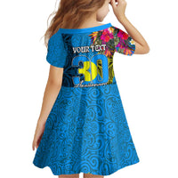 Personalised Palau Independence Day Family Matching Off The Shoulder Long Sleeve Dress and Hawaiian Shirt 1st October 30th Anniversary Polynesian Jungle Flower LT03 - Polynesian Pride