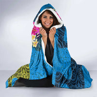 Personalised Palau Independence Day Hooded Blanket 1st October 30th Anniversary Polynesian Jungle Flower LT03 - Polynesian Pride