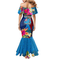 Tuvalu Independence Day Family Matching Mermaid Dress and Hawaiian Shirt 1st October 46th Anniversary Polynesian Jungle Flower LT03 - Polynesian Pride