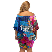 Tuvalu Independence Day Family Matching Off Shoulder Short Dress and Hawaiian Shirt 1st October 46th Anniversary Polynesian Jungle Flower LT03 - Polynesian Pride