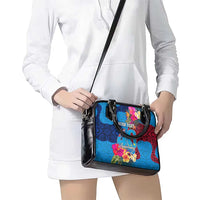Personalised Tuvalu Independence Day Shoulder Handbag 1st October 46th Anniversary Polynesian Jungle Flower