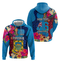 Personalised Tuvalu Independence Day Zip Hoodie 1st October 46th Anniversary Polynesian Jungle Flower LT03 - Polynesian Pride