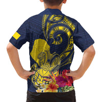 Niue Independence Day Family Matching Tank Maxi Dress and Hawaiian Shirt Hiapo Pattern Hibiscus Plumeria and Uga LT03 - Polynesian Pride