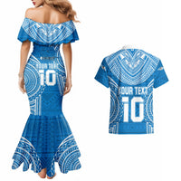 Custom Gulf Isou Rugby Couples Matching Mermaid Dress and Hawaiian Shirt Papua New Guinea Polynesian Tattoo LT03 - Polynesian Pride