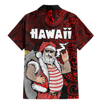 Hawaii Aloha Santa Claus Funny Polynesian Tattoo Family Matching Mermaid Dress and Hawaiian Shirt Red Color LT03 - Polynesian Pride