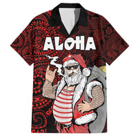 Hawaii Aloha Santa Claus Funny Polynesian Tattoo Family Matching Summer Maxi Dress and Hawaiian Shirt Red Color LT03 Dad's Shirt - Short Sleeve Red - Polynesian Pride