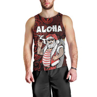 Hawaii Aloha Santa Claus Funny Polynesian Tattoo Men Tank Top Red Color