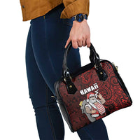 Hawaii Aloha Santa Claus Funny Polynesian Tattoo Shoulder Handbag Red Color LT03 - Polynesian Pride