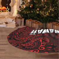 Hawaii Aloha Santa Claus Funny Polynesian Tattoo Tree Skirt Red Color LT03 - Polynesian Pride