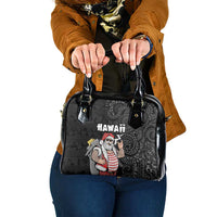 Hawaii Aloha Santa Claus Funny Polynesian Tattoo Shoulder Handbag Black Color LT03 One Size Black - Polynesian Pride