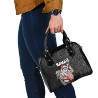 Hawaii Aloha Santa Claus Funny Polynesian Tattoo Shoulder Handbag Black Color LT03 - Polynesian Pride