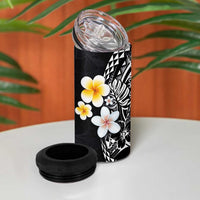 Hawaiian Hibiscus and Plumeria Polynesian Tribal Tattoo 4 in 1 Can Cooler Tumbler Black Color LT03 - Polynesian Pride