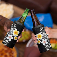 Hawaiian Hibiscus and Plumeria Polynesian Tribal Tattoo 4 in 1 Can Cooler Tumbler Black Color LT03 - Polynesian Pride