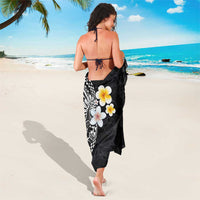 Hawaiian Hibiscus and Plumeria Polynesian Tribal Tattoo Sarong Black Color
