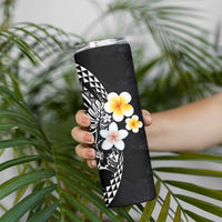 Hawaiian Hibiscus and Plumeria Polynesian Tribal Tattoo Skinny Tumbler Black Color LT03 - Polynesian Pride